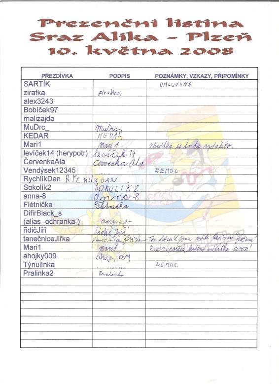 Prezenční listina Prezenční listina