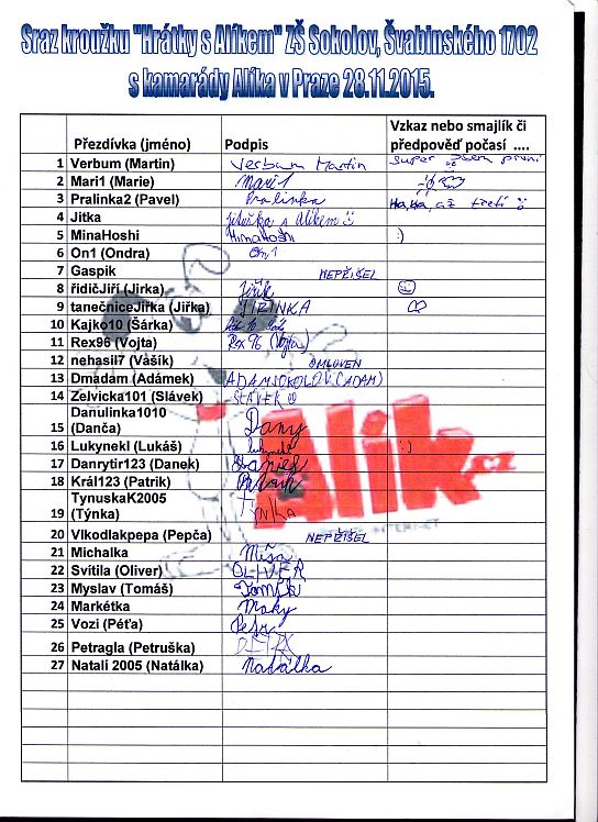 27. Prezenční listina
