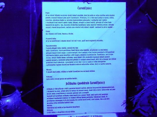 5. Popisek v Muzeu strašidel
