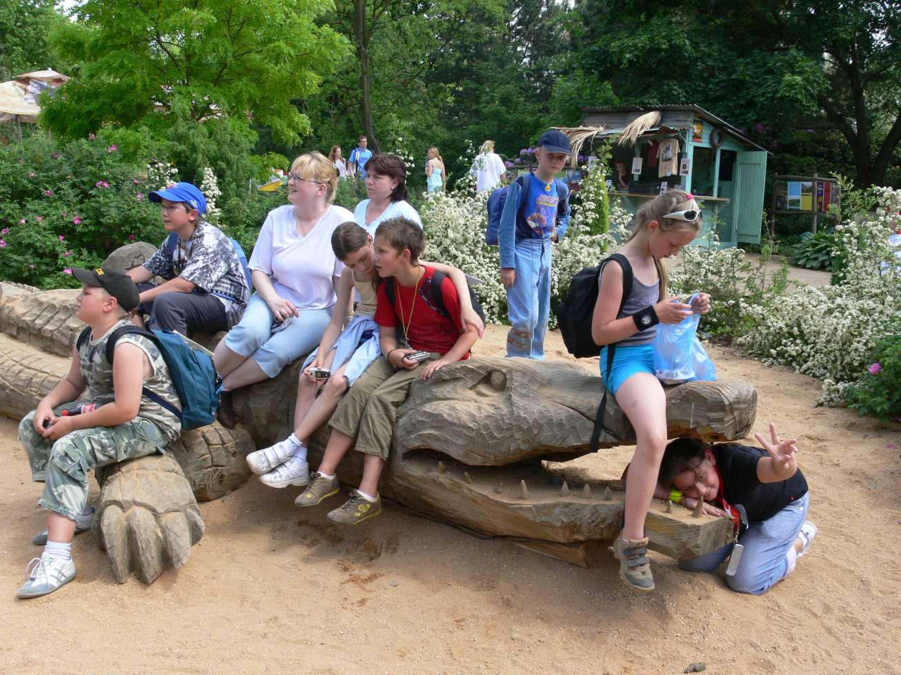 Foto s dřevěným krokodýlem