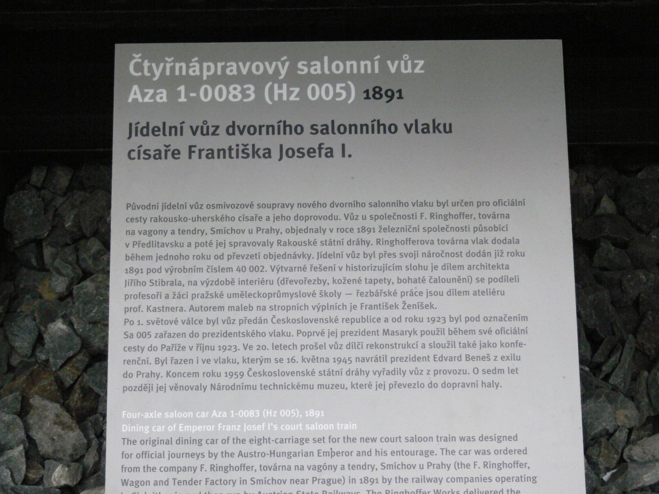 26. Informační text u salonního vlaku 
