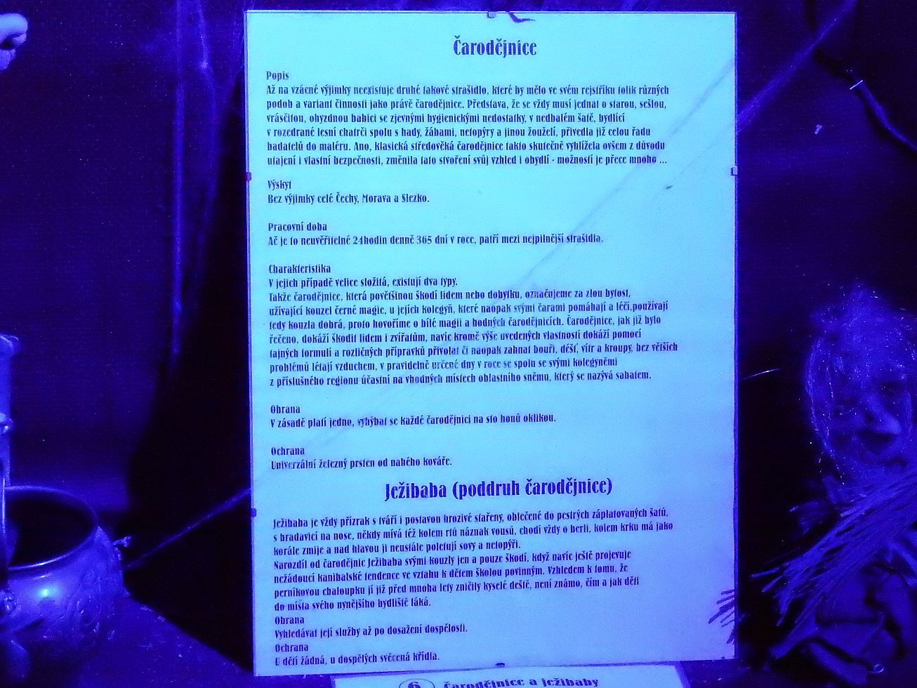 5. Popisek v Muzeu strašidel
